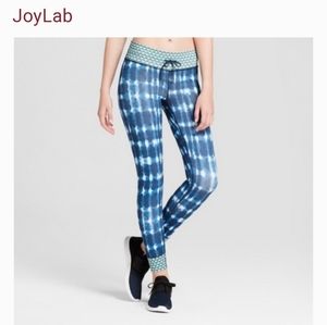 JoyLab Blue & Green Geo Print Mid Rise Drawstring Ankle Leggings Sz Small
